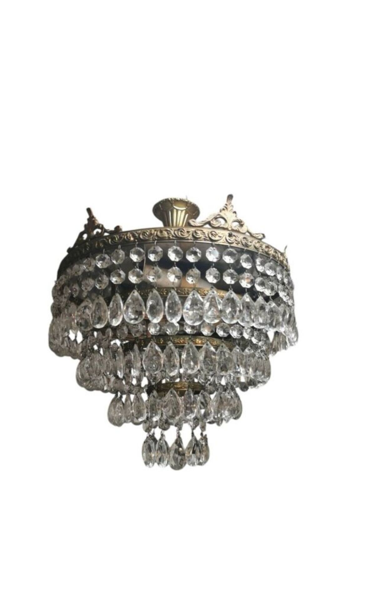 Bronze and Crystal Ceiling Light