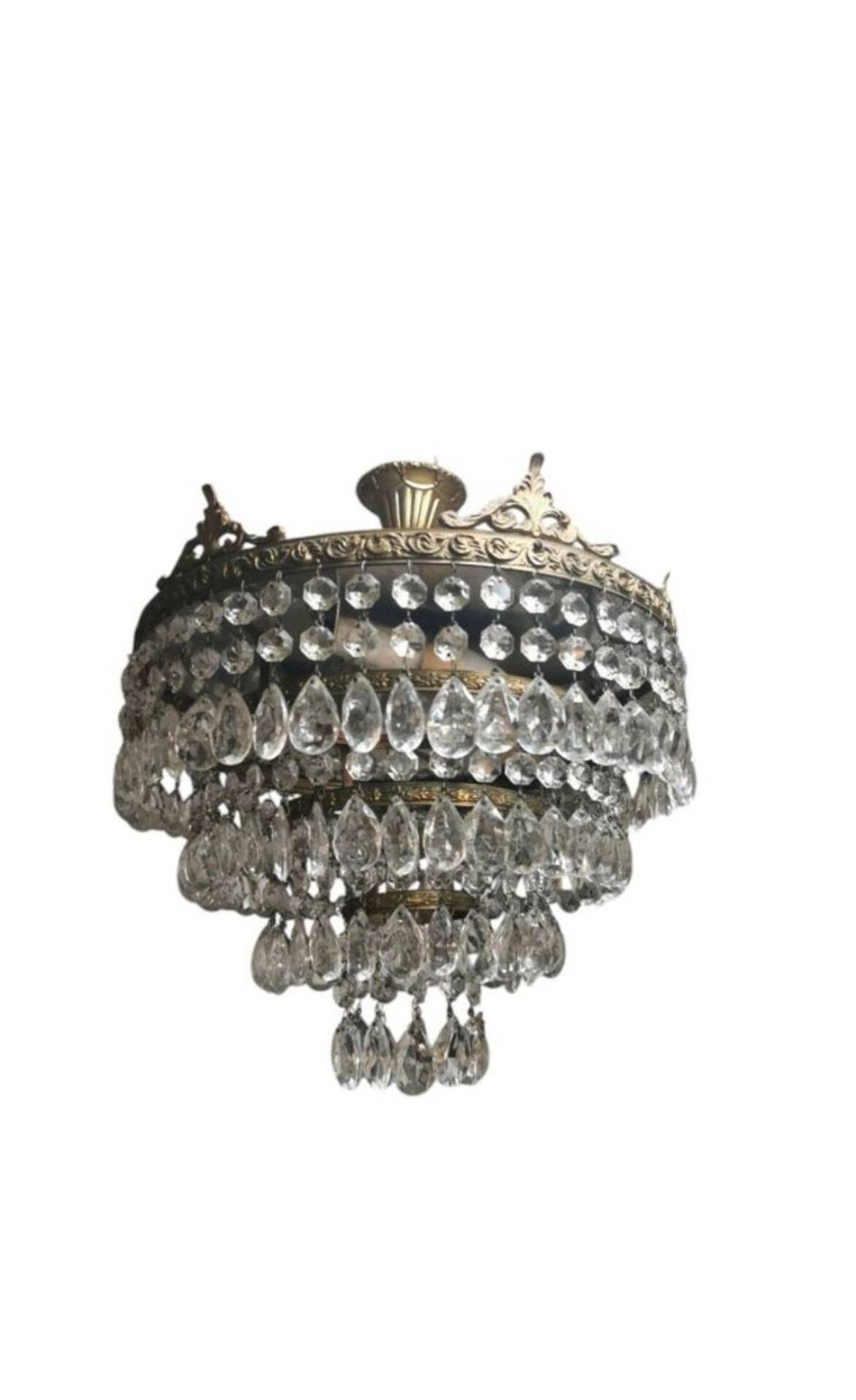 Bronze and Crystal Ceiling Light