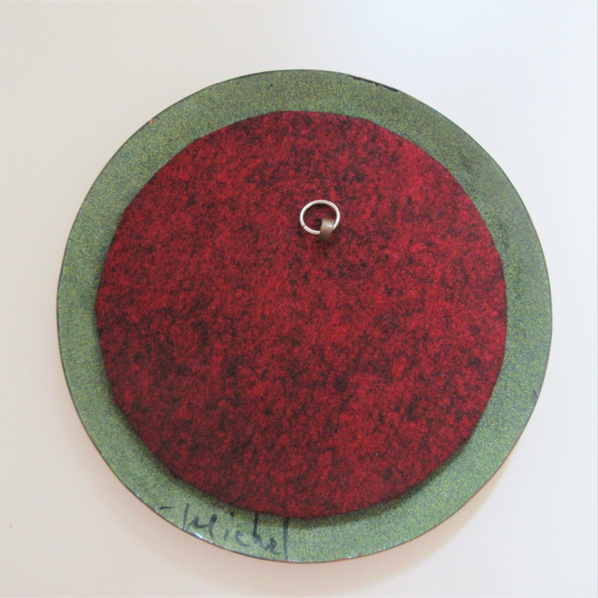 Miroir rond vintage orange 15,5cm