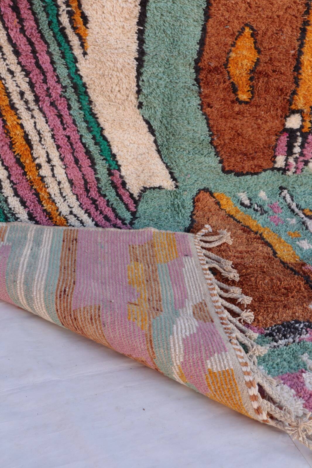 Abstract and Colourful Beni Ouarain Rug, Handmade in Wool, 300x200cm