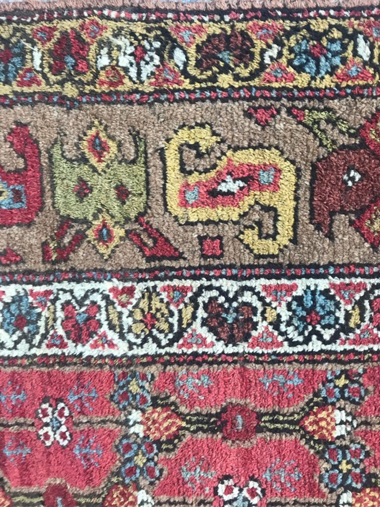 Old persian rug kurdish hallway  120 x 388 cm