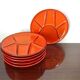 6 compartmentalized plates in red enamelled sandstone