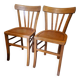 Lot de 2 chaises bistrot en bois blond 1940