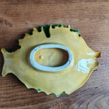 Vintage Fish Plate in Barbotine – Yellow Fish Serving Dish