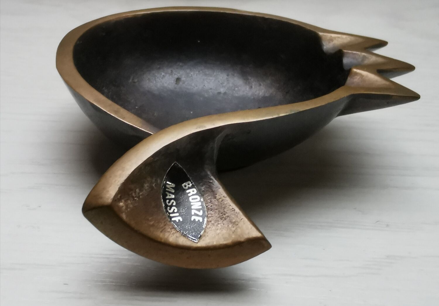 Ashtray bronze fish Jacques Lauterbach