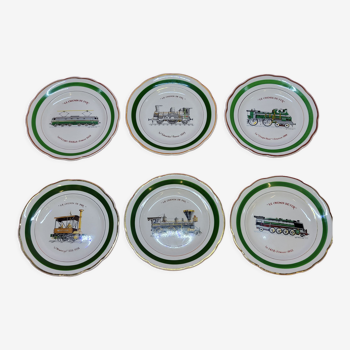 6 plates from the le chemin de fer collection gien france