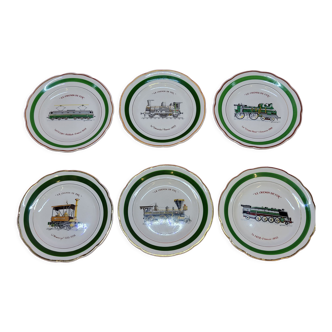 6 plates from the le chemin de fer collection gien france