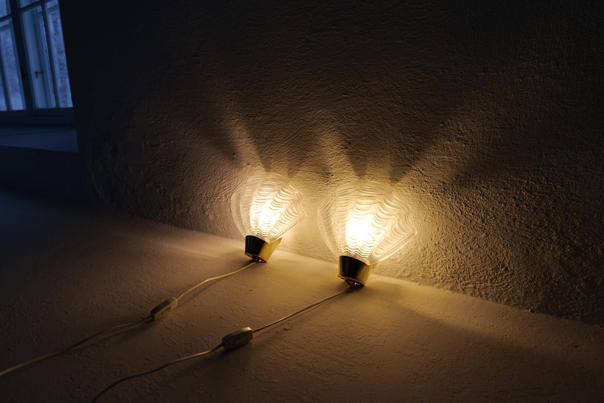 Midcentury Modern wall sconces pair ASEA, "Shell", 1950s, Sweden