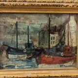 Tableau à l'huile "Marine" signé JP Rousseau