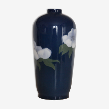 Vase bleu à fleurs Royal Copenhagen