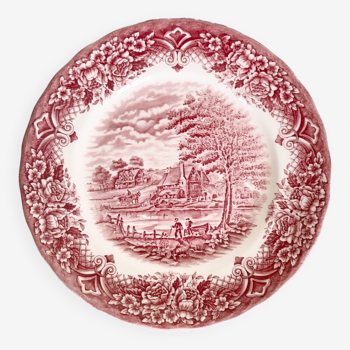 Red English porcelain dinner plate, Grindley, Staffordshire, England