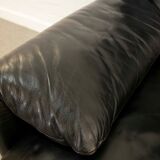 Maralunga 3-Seat Sofa in black leather by Vico Magistretti for Cassina