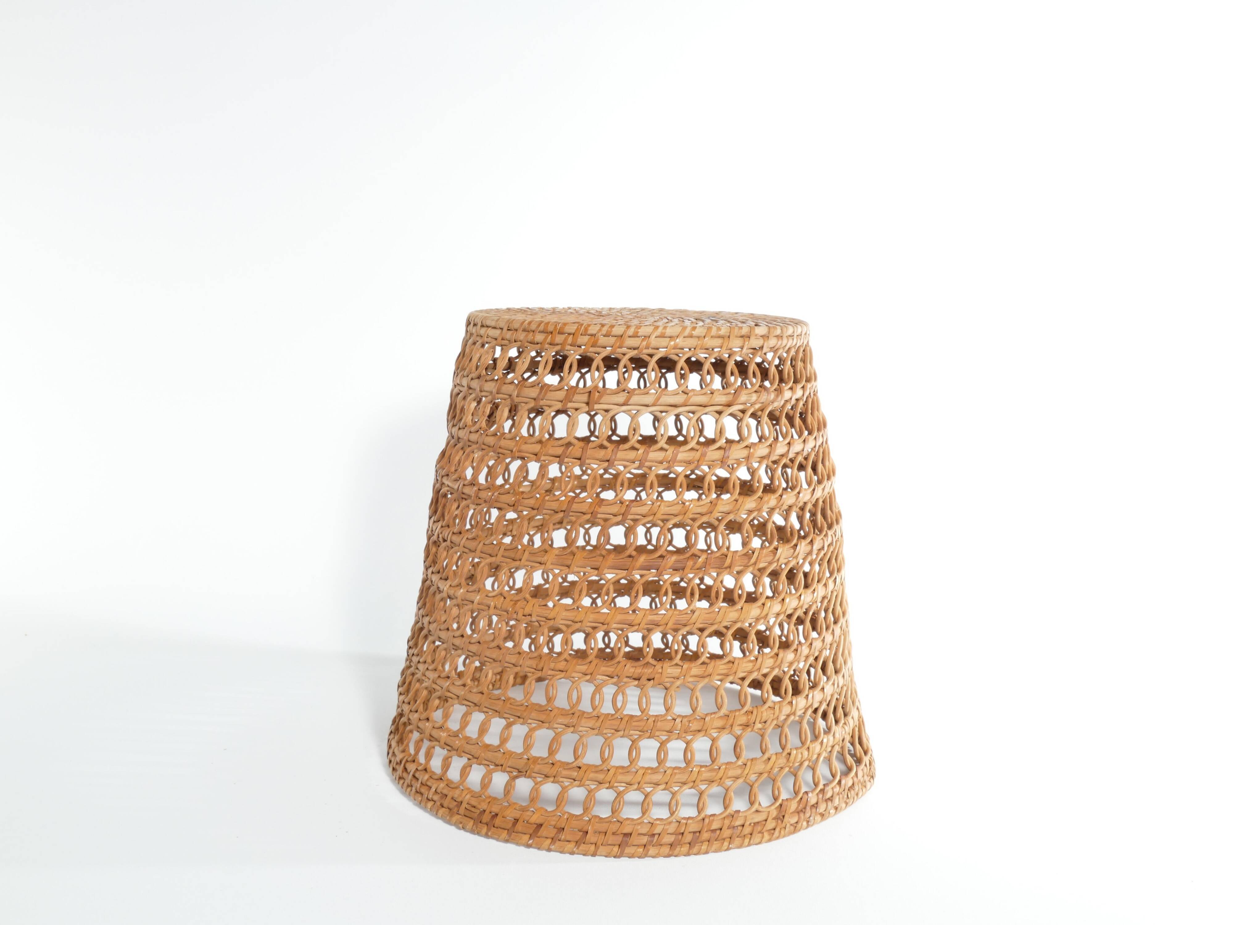 Mid-Century Modern Wicker Wastebasket