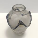 Iridiscent Transparent and Black Scavo Glass Vase attr. to Cenedese, Italy