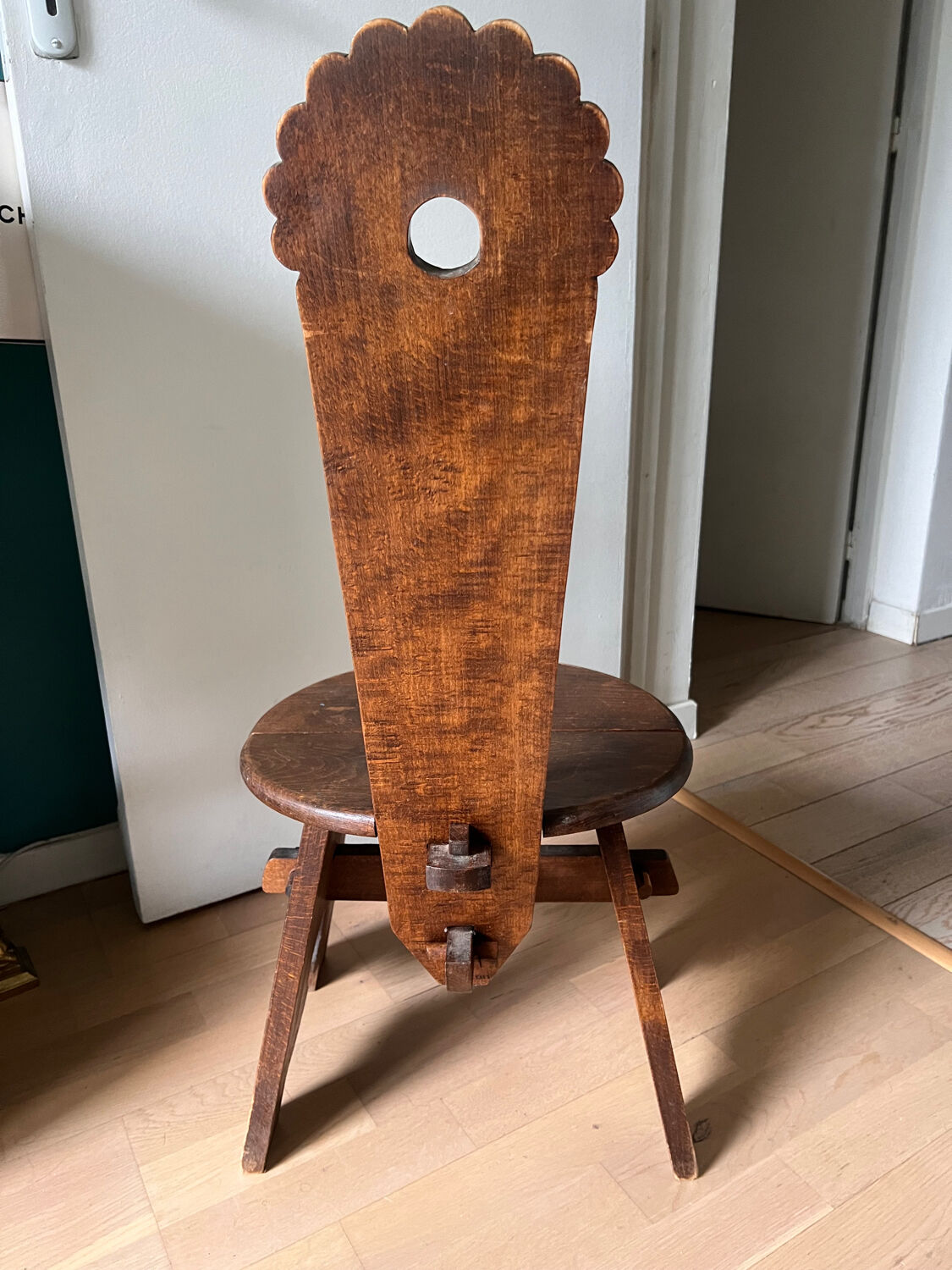 Rustic wooden chair folk art