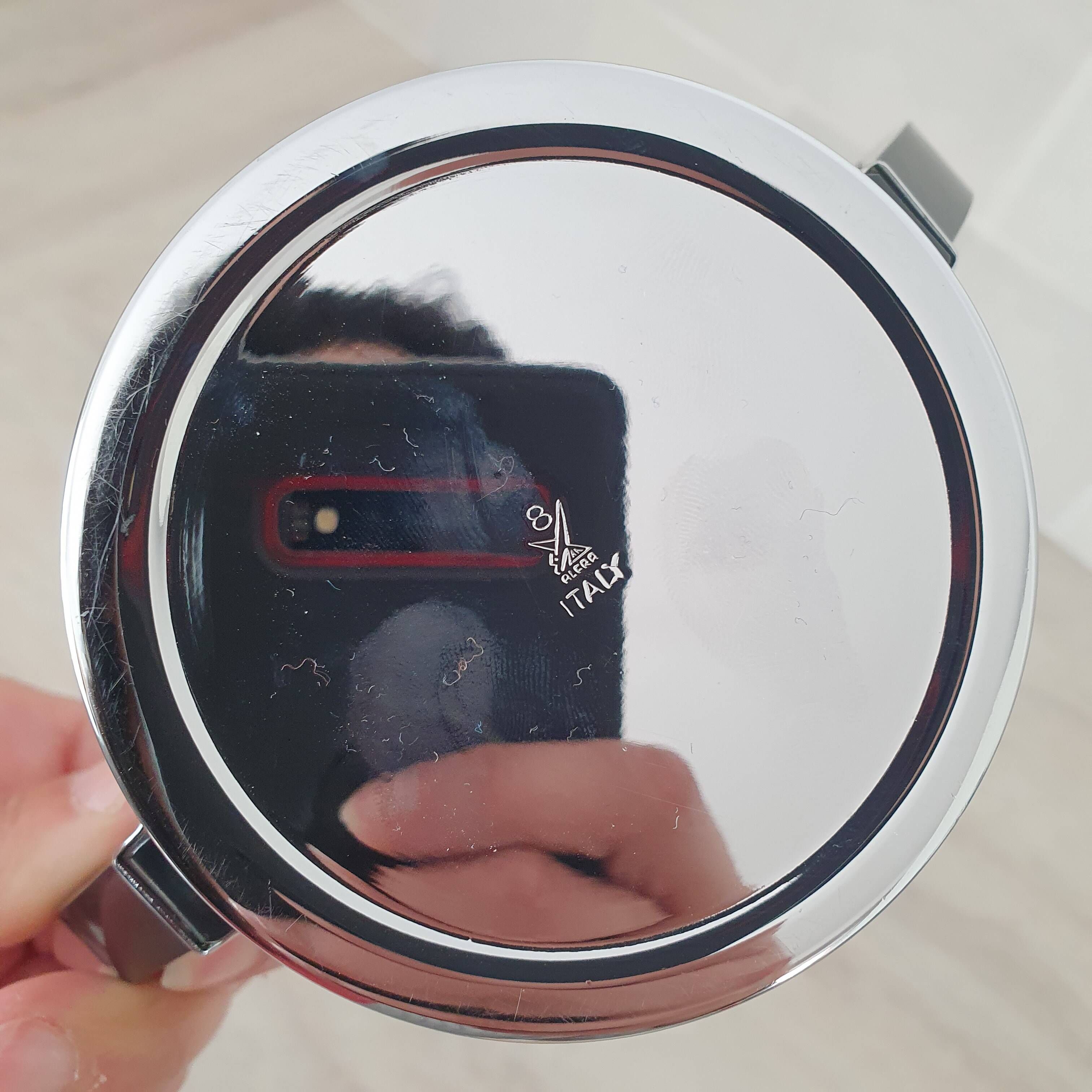 Sucrier collection "Bombé" inox 18/10 et bakélite par Alessi Alfra