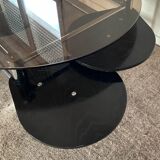 Vintage coffee table from the 80s in smoked glass and chrome metal