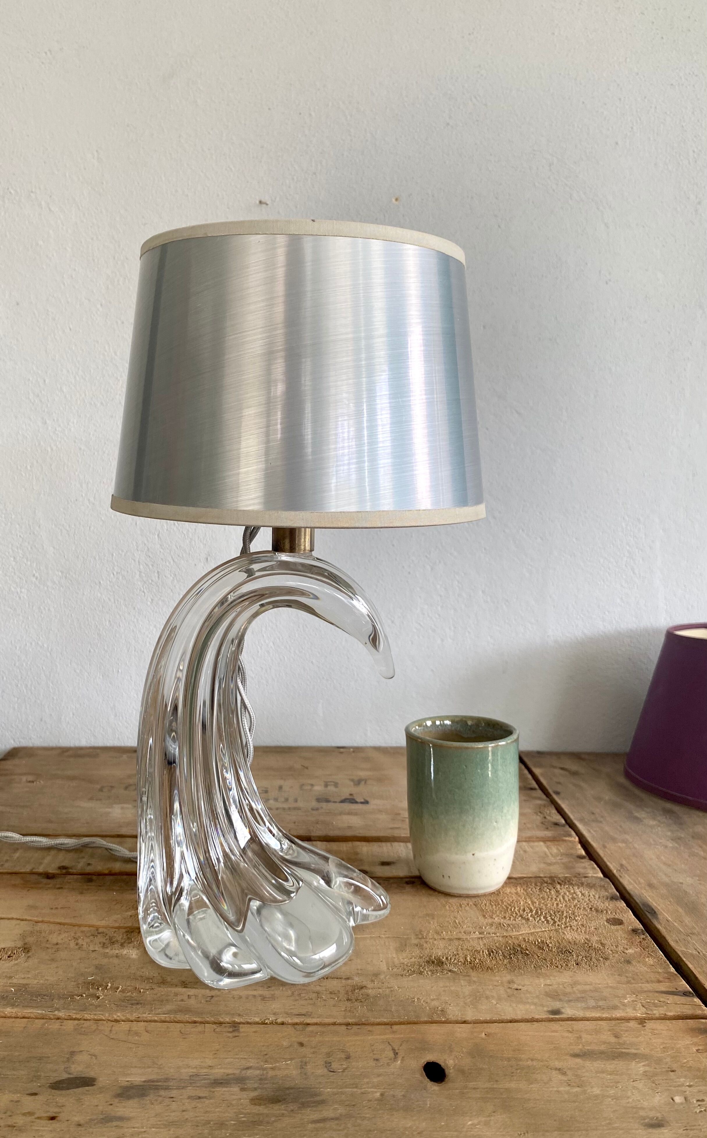 Moulded glass lamp, fabric cable 2 m