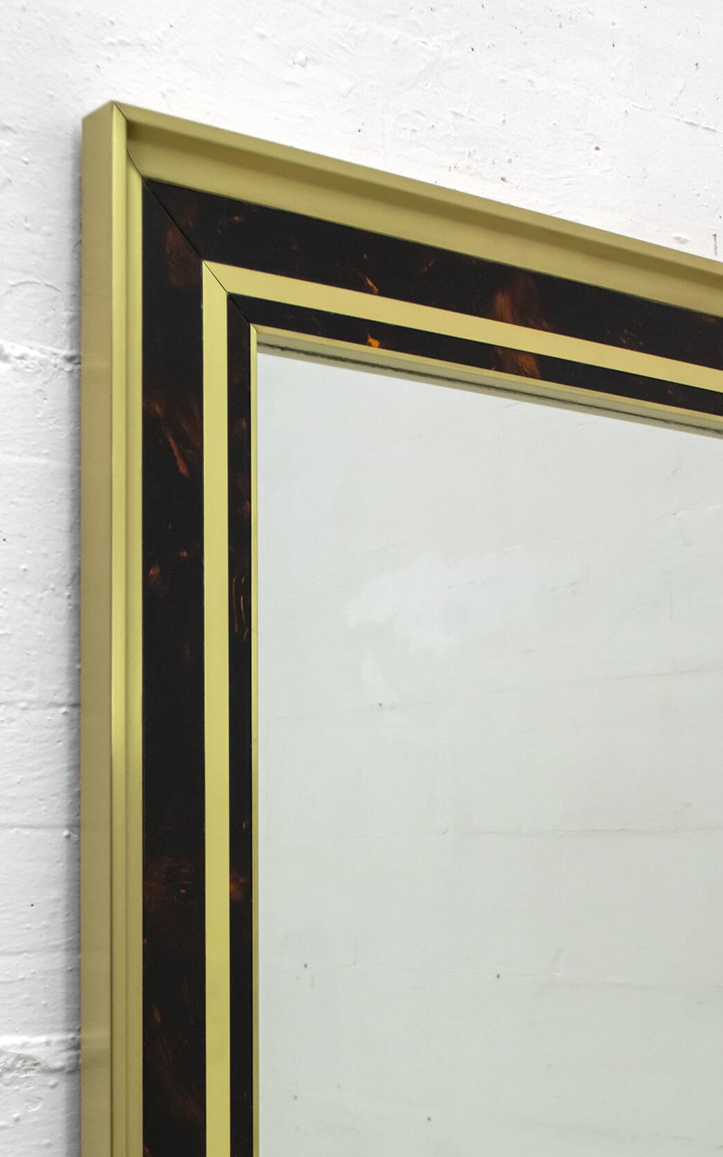 Sandro Petti Midcentury Italian Brass and Celluloid Mirror by "Metal Art",