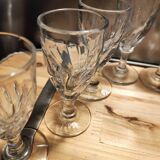12 small twisted bistro glasses, 19th century
