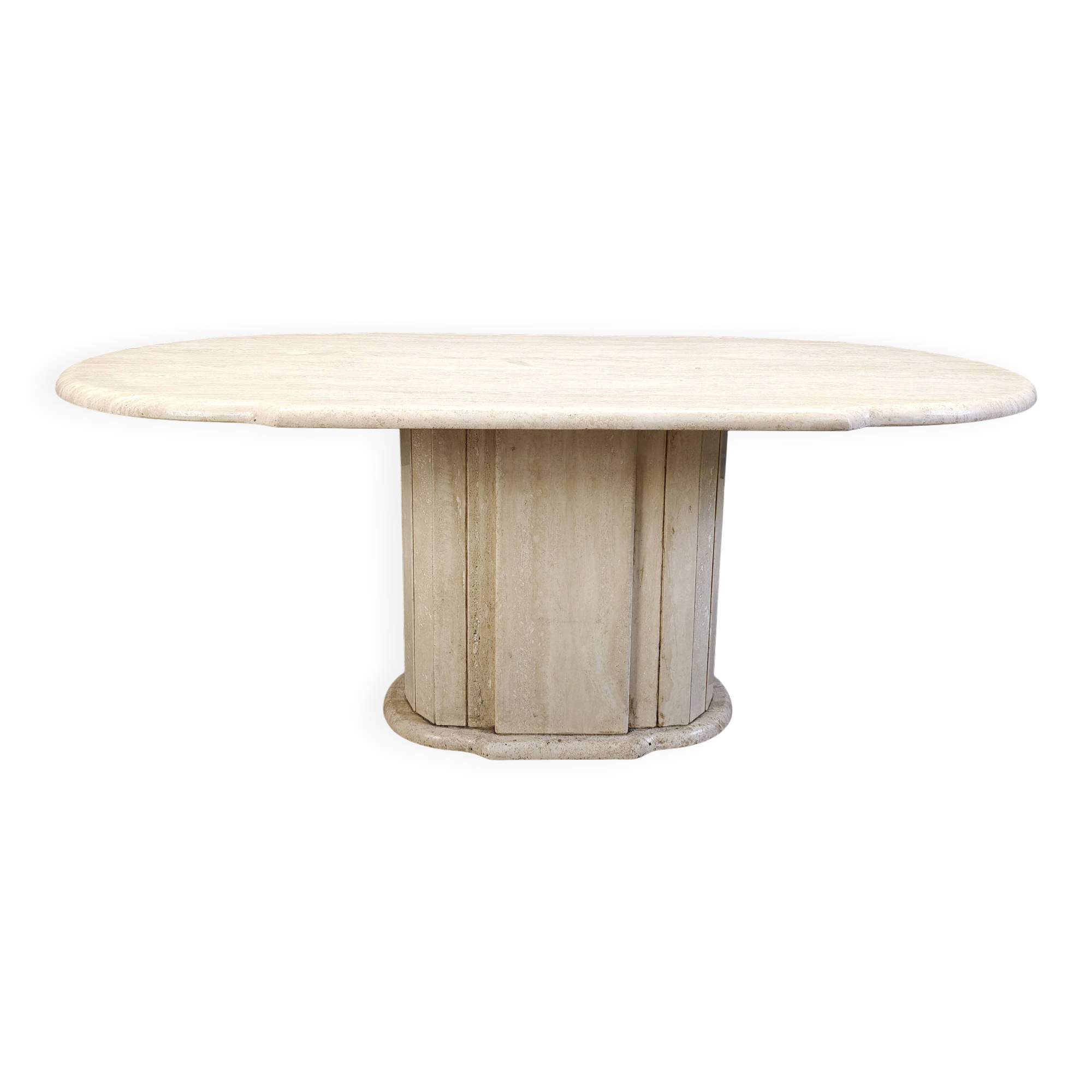 Vintage oval travertine dining table, 1970s