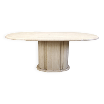 Vintage oval travertine dining table, 1970s