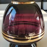 Verrerie Boom d’Anvers ball vase, Murano style. Amethyst color/Horizontal gold bands