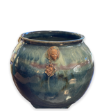 Raku Large Enamelled Ceramic Basin with Anthropomorphic Sockets