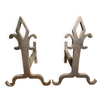 Pair of cast iron andirons