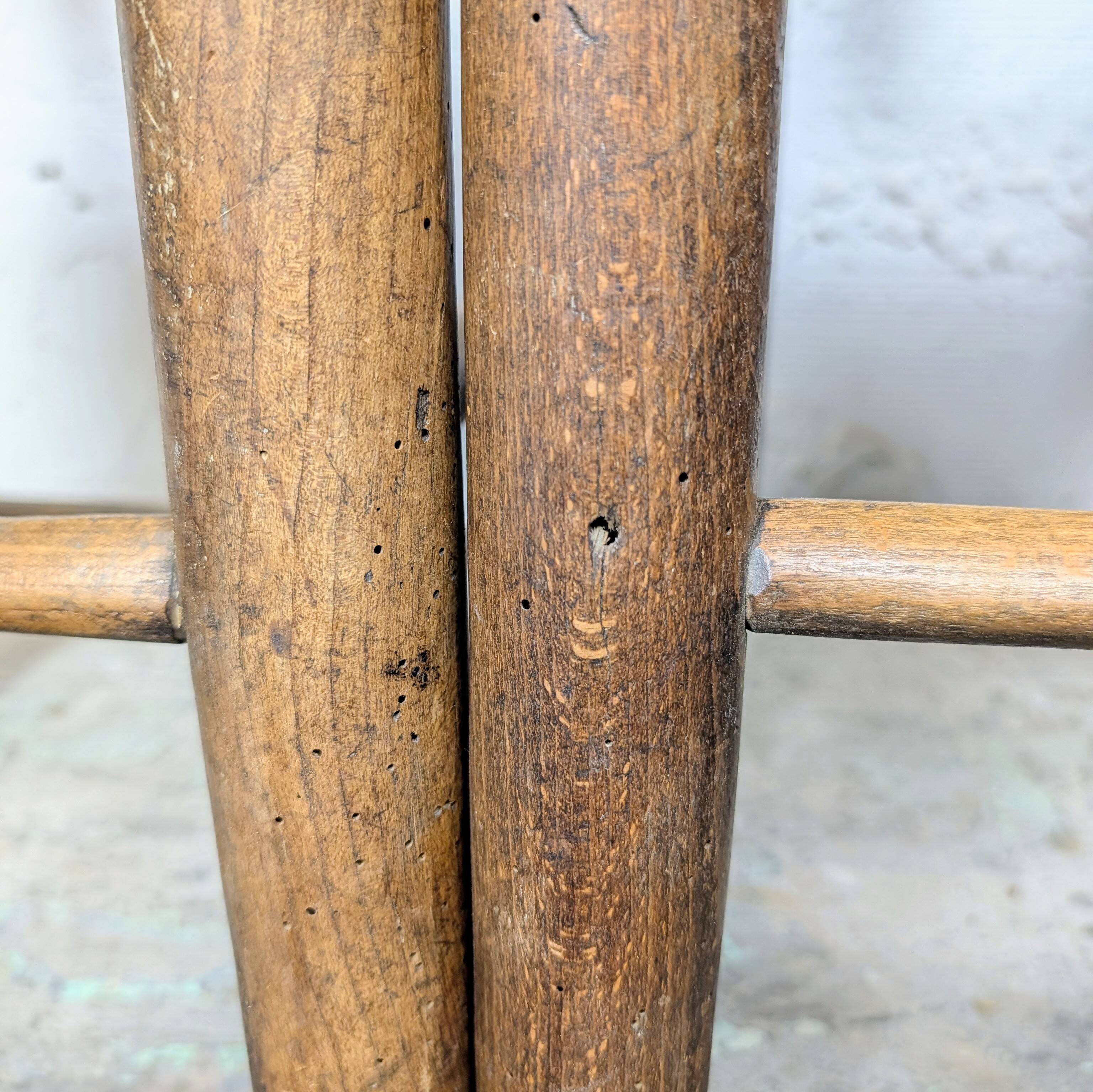Pair of turned wooden farm chairs with straw - 19th century