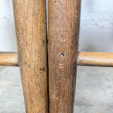 Pair of turned wooden farm chairs with straw - 19th century