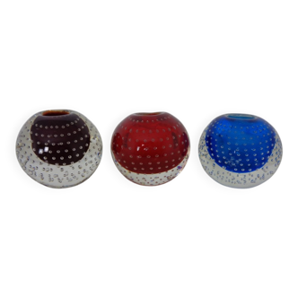 Italian candleholders in Murano glass, 1950s, set of 3.