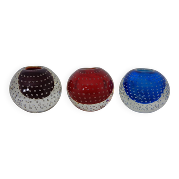 Italian candleholders in Murano glass, 1950s, set of 3.