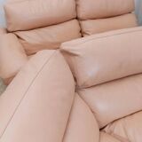 Canapé modulaire en cuir rose vintage Petronio par Tito Agnoli pour Poltrona Frau, design des années 1970.