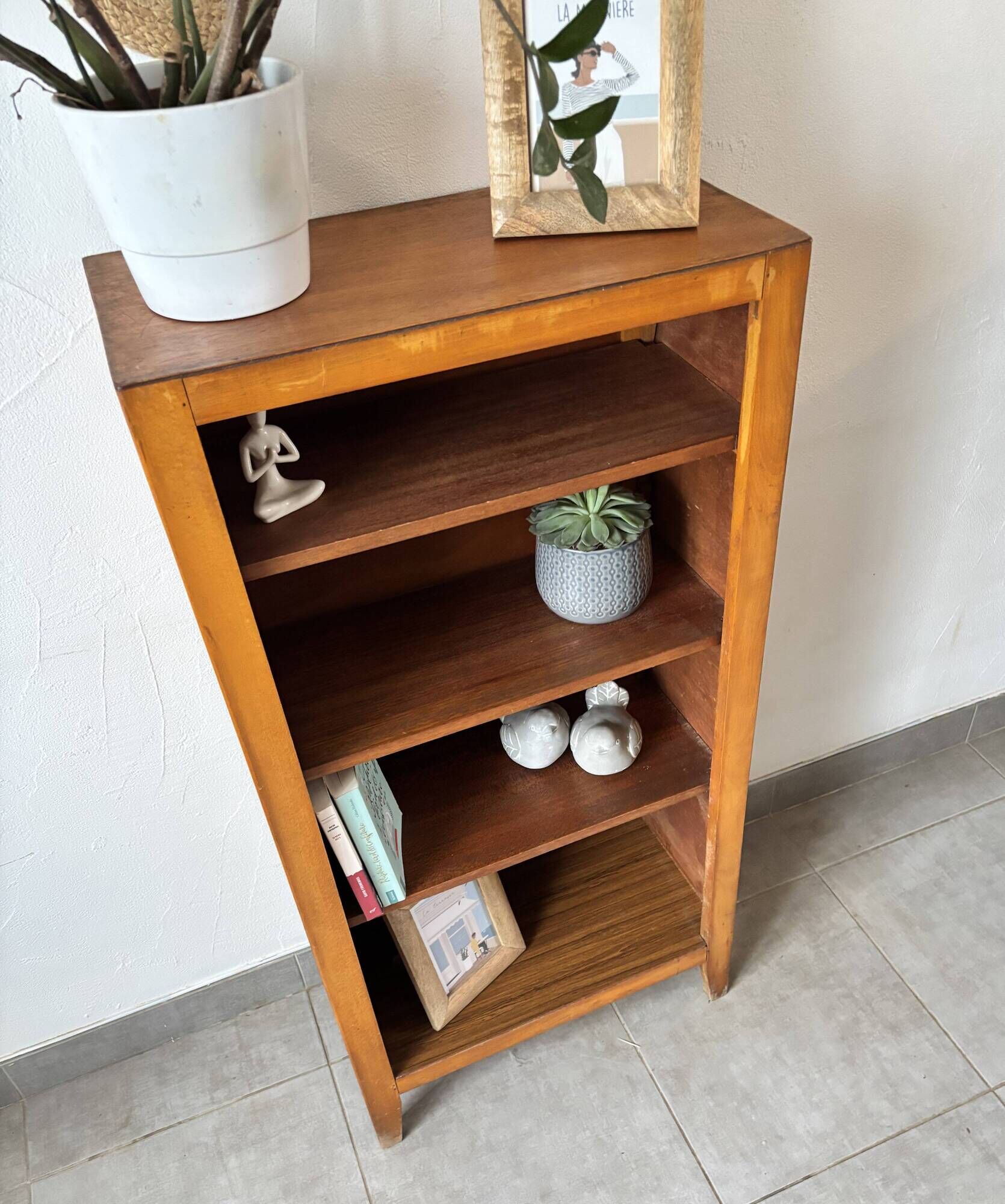 Small vintage oak library - Modular shelves, 1960s