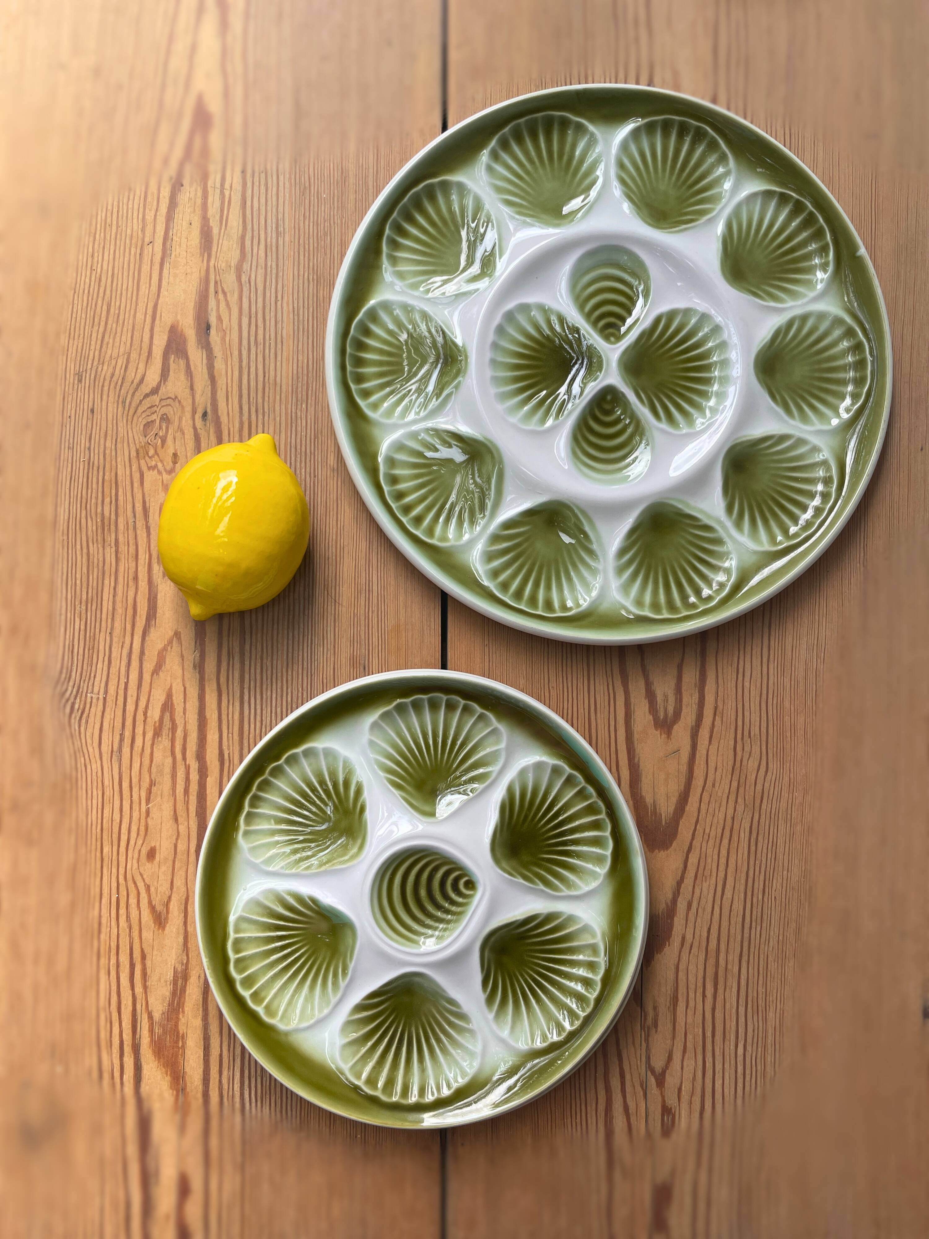 Barbotine oyster plates and dish