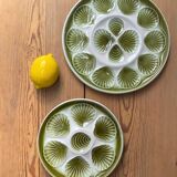 Assiettes et plat à huitres barbotine