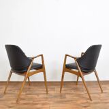 Swedish Leather Office Chairs by Alf Svensson for Dux, Set of 2
