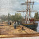 Table by Gérard Roux known as "Rouxe" – Animated marine scene, oil on canvas.