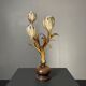 Midcentury Hollywood Regency Florentine gilt metal flower table lamp, 60s.