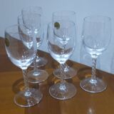 Very Beautiful Box of 6 Fleury Port or Aperitif Glasses in Arques Crystal