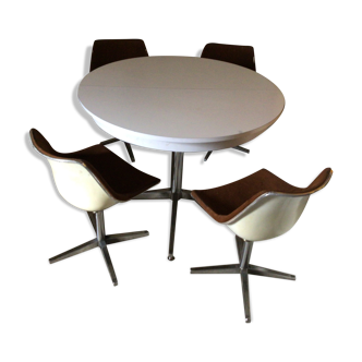 Roland Schweitzer dining room set for lafargue 70s round table - 4 chairs