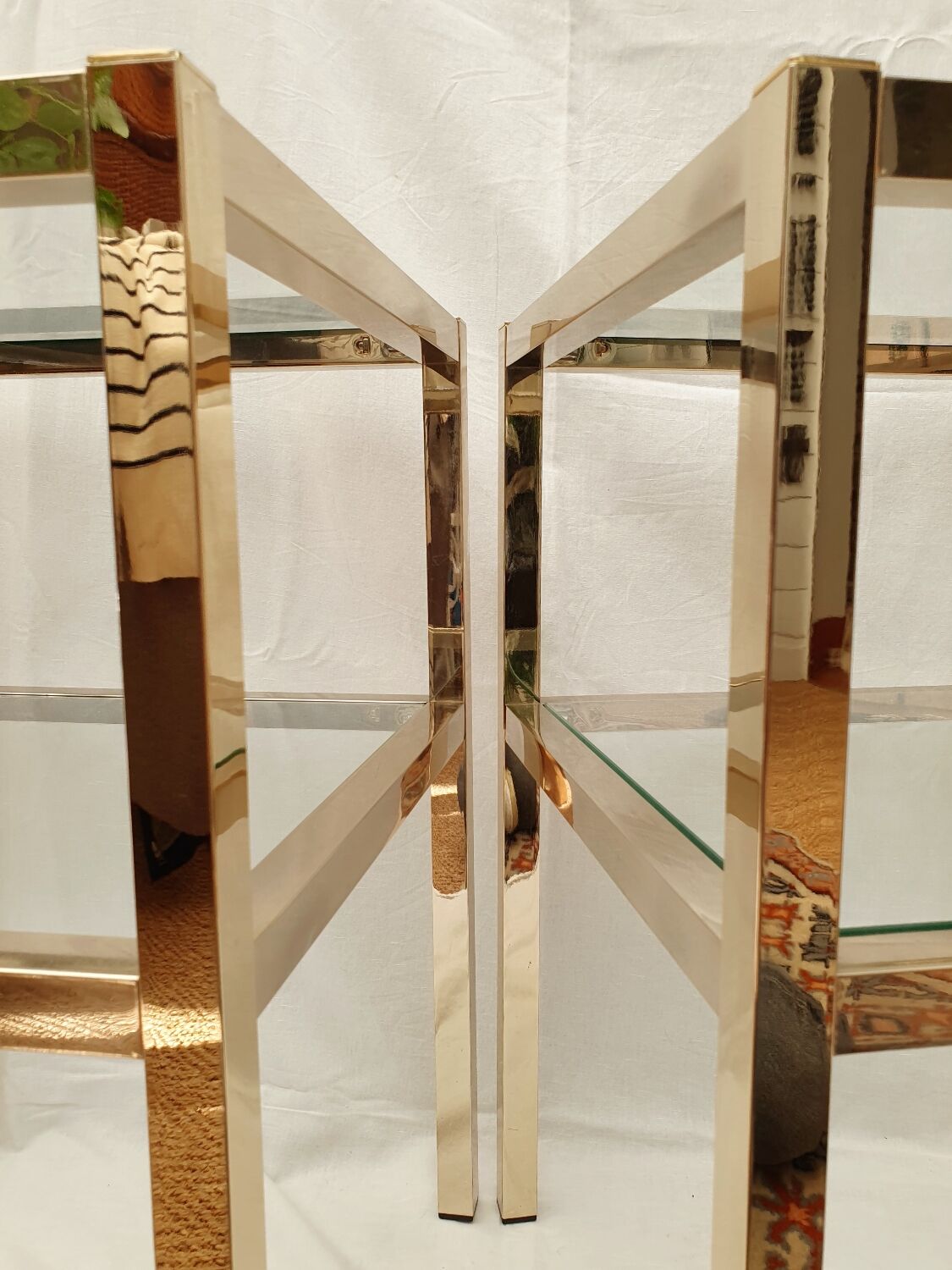 Pair of gold side tables Roche Bobois