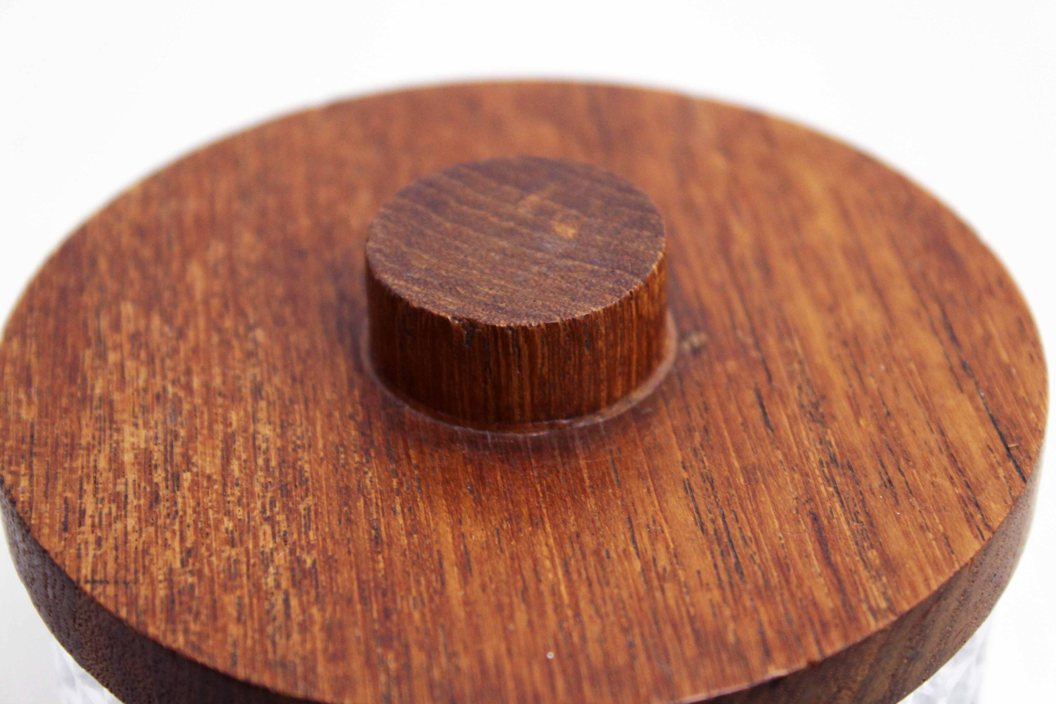 Vintage glass and teak candy box