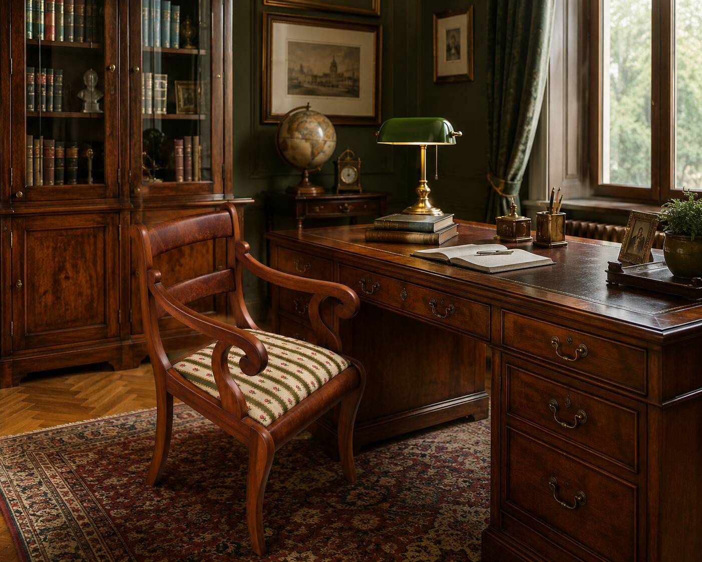 Antique mahogany armchair in the Edwardian / Sheraton Revival style, 19th/2