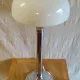Table lamp in Bauhaus style with chrome metal and opaline globe - mid 20th century.
