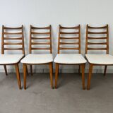 4 Scandinavian chairs, teak with boucle seats.