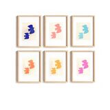 Painting on paper - birds - light blue - signed eawy