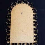 Large arched mirror with acanthus leaves and scrolls in gold metal from deknudt, 1960s