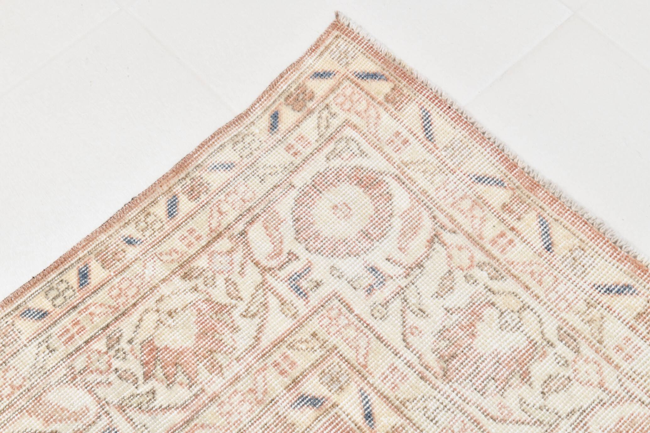 251x363Cm Peach Color Floral Design Rug, Handmade Wool Rug